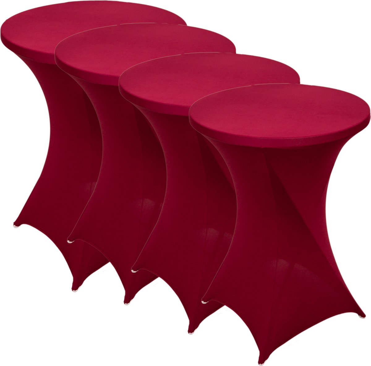 Statafelrok Burgundy x 4 – ∅80-85 x 110 cm – Stretch 4 stuks –   voor Statafel – Geschikt voor Horeca Evenementen | Sta Tafel Hoes | Staantafelhoes | Cocktailparty | Trouwerij